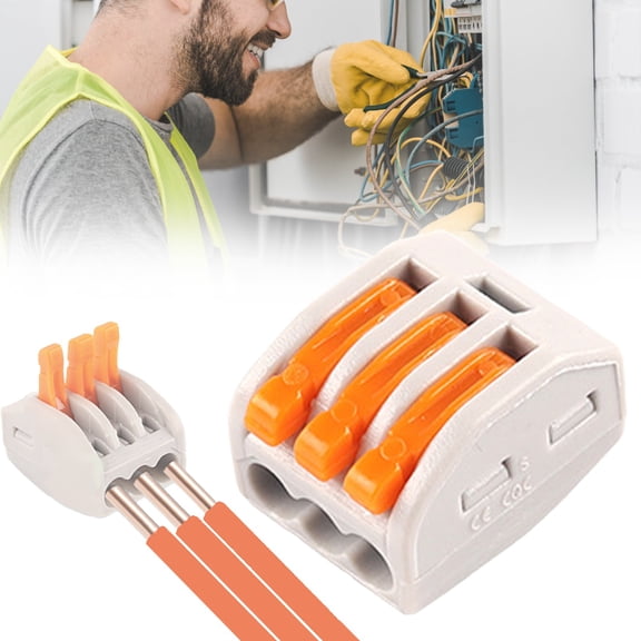 ZOURIH Push Wire Connectors 3 Port,Electrical Connectors, 32A 400V Quick Splice Compact Wire Connectors for 28-12 AWG, 12V 30Amp 3 Pin Cable Connectors for Junction Box,CONN-2