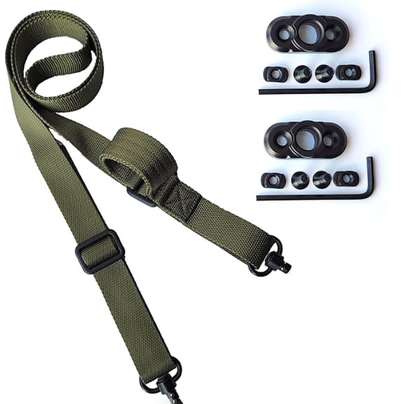 ZOURIH Rifle Sling Two Point Sling Adjustable Length Gun Sling for Rifle with 2 Pack Sling Swivel for M-Rail,Green
