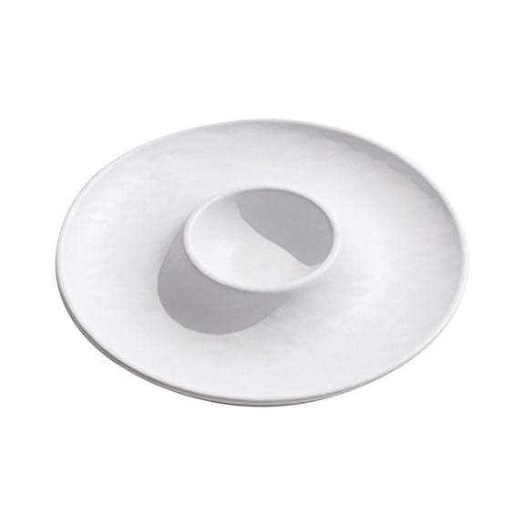 ZOURIH Round Chip and Dip Serving Divided Serving Platter Appetizers and Cheeses Serving Tray White Compartment Dishes for Party,Christmas,Dessert,Fruit,Candy,9-inch(White)