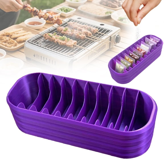 ZOURIH Seasoning Packet Organizer with 10 Dividers,Drink Packet Organizer Condiment Storage Caddy for Kitchen Pantry Cabinet Countertop Holds Spice Hot Chocolate Sauce Organization,