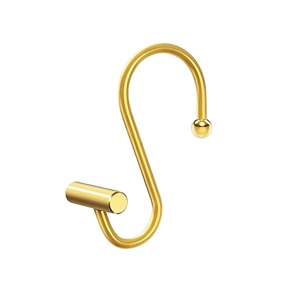 ZOURIH Shower Curtain Hooks Rings,Set of 12 Rustproof Metal Shower Hooks for Shower Curtain,S Shaped Shower Curtain Ring,T-Bar Decorative Shower Hooks Hangers for Shower Curtain Rod,Gold