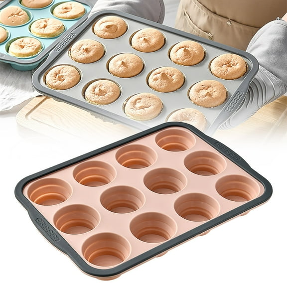 ZOURIH Silicone Muffin & Cupcake Pan Mini 1 Pack, Non-stick Bakeware Baking Pan Cake Molds Set Top Home Kitchen Rubber Trays Molds Oven Microwave Dishwasher Safe