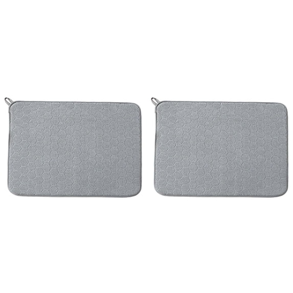 ZOURIH Small Microfiber Dish Drying Mat,Absorbent Dish Drainer Mats for Kitchen Counter,15.7 x 11.8 inch Microfiber Dishes Drying Pad Countertops Sinks Draining Racks,Light Ashy