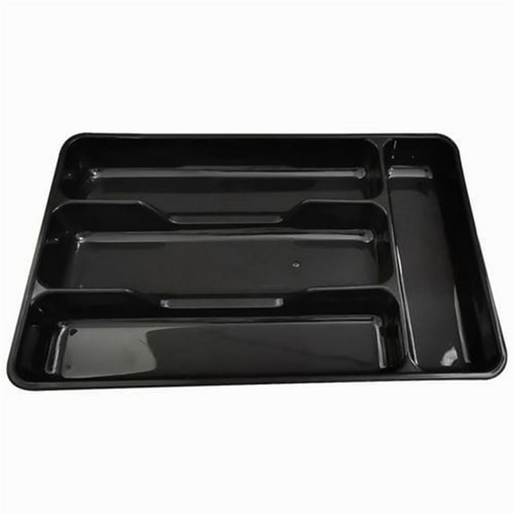 ZOURIH Small Silverware Drawer organizer, 4-Compartments,Kitchen Drawer organizer, Utensil Tray, Plastic Storage, Cutlery organizer for Spoons forks Knives,Black