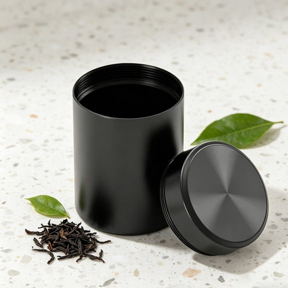 ZOURIH Small Storage Jars,2 oz Mini Bottles Containers with Lids,Black Portable Metal Waterproof Canisters,Tea Preserve Tins for Spices,Traveling,Black