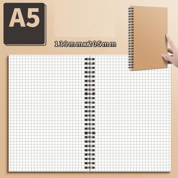 ZOURIH Soft Cover Spiral Notebook Journal 1-Pack,Wirebound Memo Notepads Diary Notebook Planner,8 inch x 5.1 inch,Grid-Brown