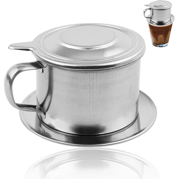 ZOURIH Stainless Steel Coffee Drip Filter Maker Traditional Brew Pot for Authentic Coffee Brewing at Home office(50ml),Silver