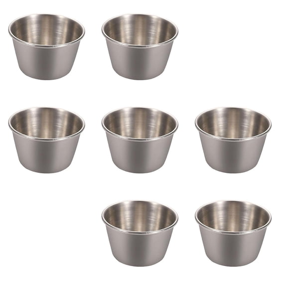 ZOURIH Stainless Steel Condiment Sauce Cups,8 Pcs Metal Ramekins,Commercial Grade,Multifunctional,Ideal for All Hot and Cold Sauces,Individual Portion Cups (2.5 oz),Silver