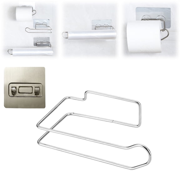 ZOURIH Stainless Steel No Drill Self Adhesive Wall Mount Tissue Paper or toilet Paper and towel Holder for Bathroom | toilet |Home | Kitchen |,Silver