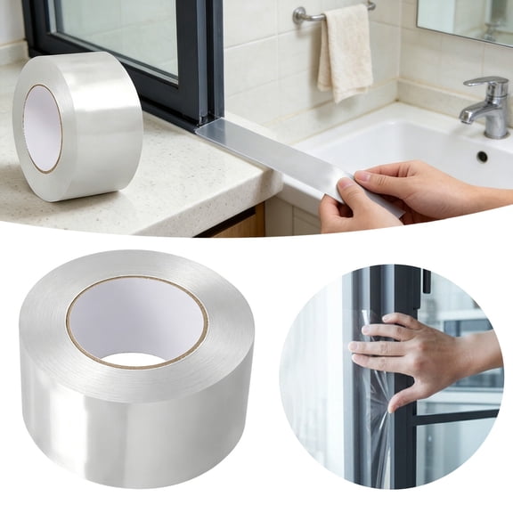 ZOURIH Transparent Window Weather Sealing Tape,Weather Stripping Residue-Free Clear Window Insulation Caulk Tape for Doors Windows and Shower Glass Gaps Bathroom(2.76 x 394in)