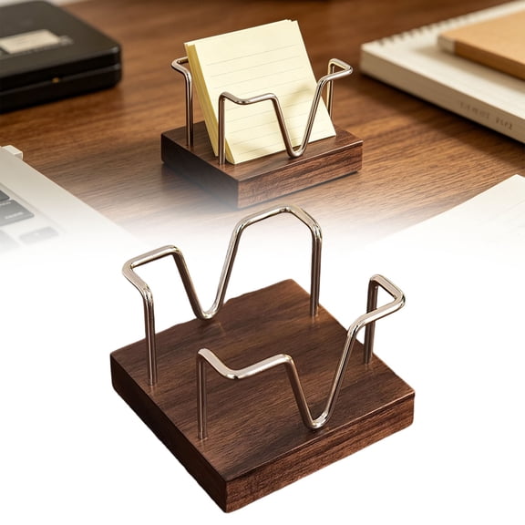 ZOURIH Walnut Wood Sticky Note Holder,3 x 3 inch Self Stick Note Pad Holder,Post It Note Dispenser Desk Accessories for office Desk organizer,Silver
