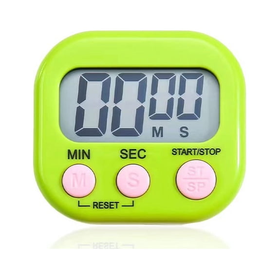 ZOUYUE 1 Pack Kitchen Timer for Cooking (Battery Included), Magnetic Digital Timers Loud Alarm Kitchen Timers for Cooking, Upgrade Silent Classroom Timer for Kids, Back Stand for Visual Timer(Green)