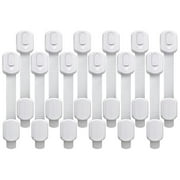 ZOUYUE 12 Pack Baby Locks Child Safety Cabinet Proofing - Safe Quick and Easy 3M Adhesive Cabinet Drawer Door Latches No Screws & Magnets Multi-Purpose for Furniture Kitchen Ovens Toilet Seats-White
