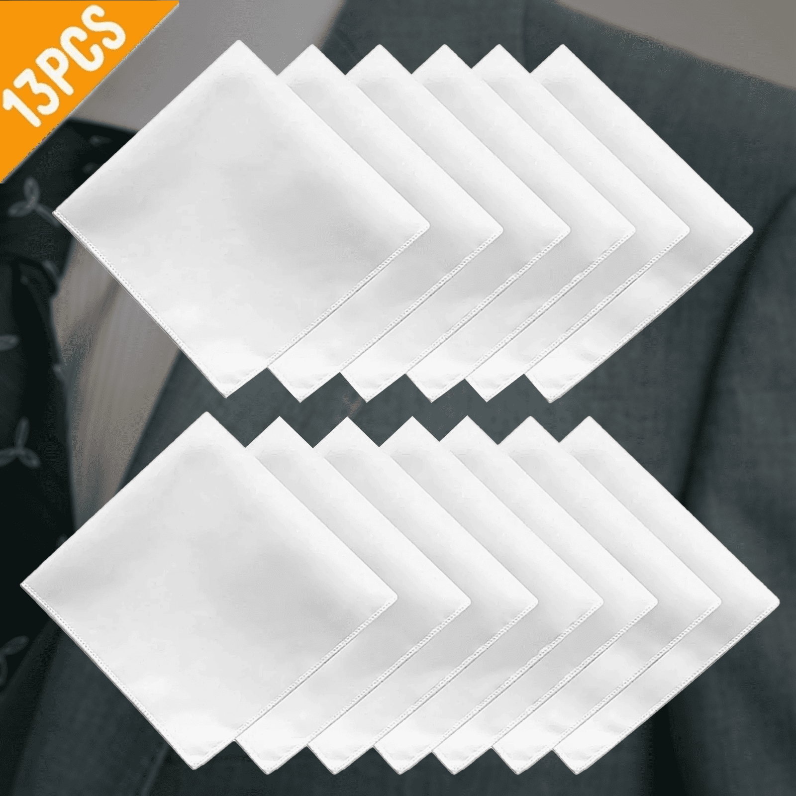 ZOUYUE 13 Pcs Cotton Handkerchief, White Handkerchiefs for Men, Men's
