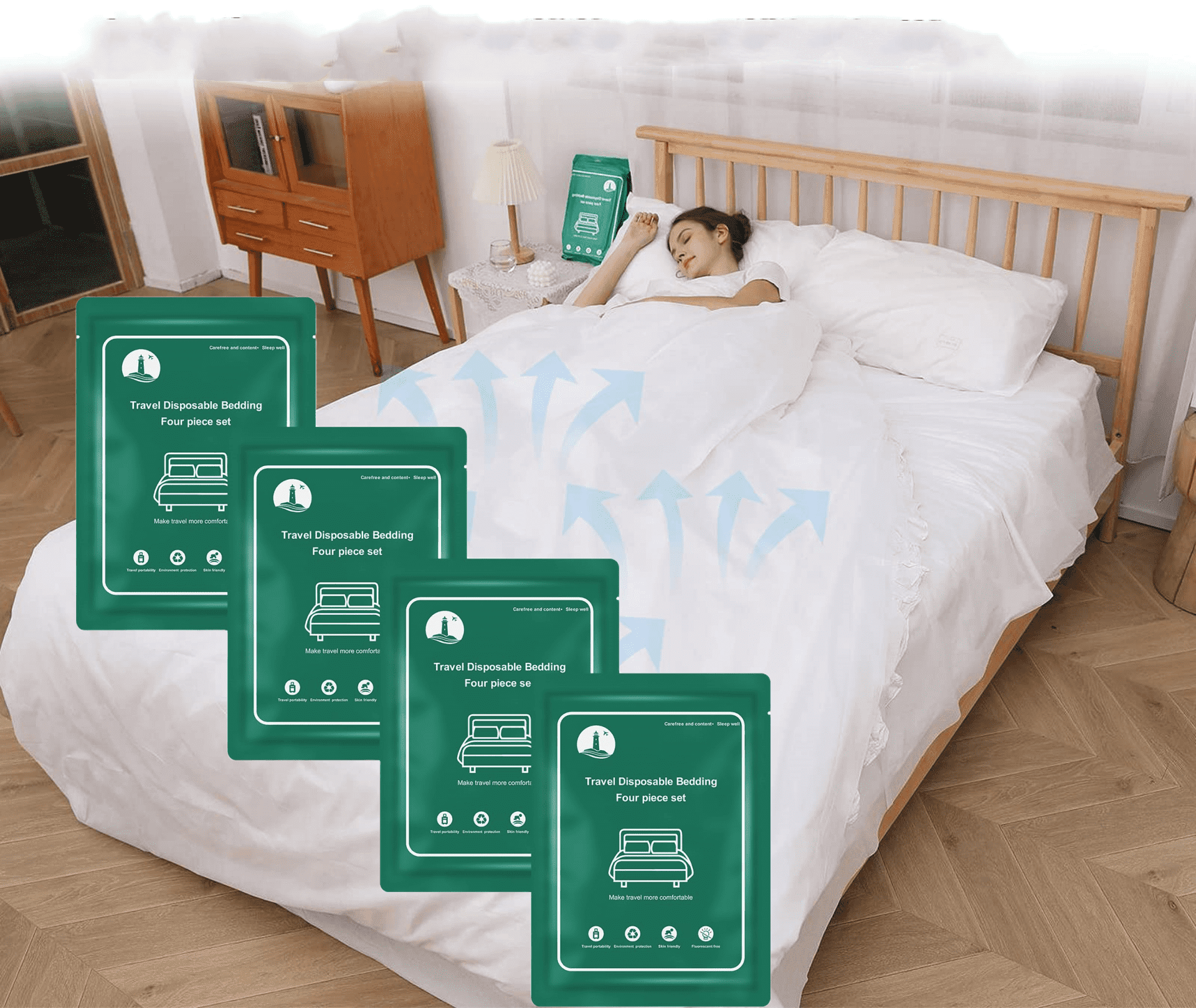 ZOUYUE 16 PCS Disposable Bed Sheets Travel Sheets for Hotel, Disposable