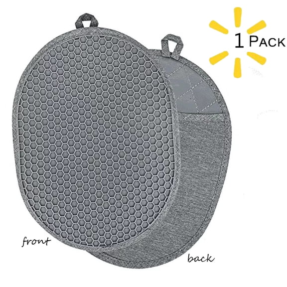 ZOUYUE 2-IN-1 Silicone Pot Holder,Oven Hot Pads with Pockets,Non Slip Grip Large Potholders for Kitchen Baking Cooking (Grey,Pack of 1)