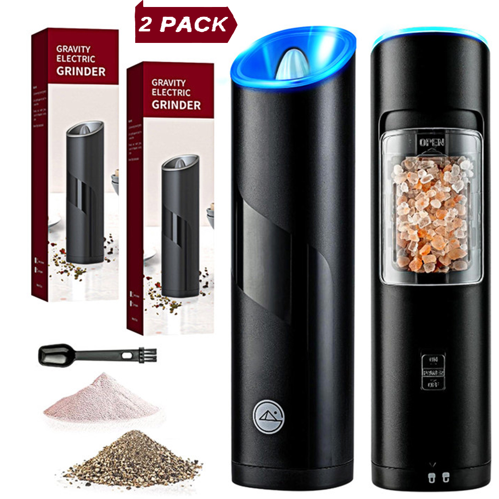 ZOUYUE 2 Pack Gravity Electric Salt and Pepper Grinder Set, Adjustable ...