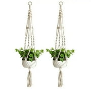 ZOUYUE 2 Pack Macrame Plant Hangers, Cotton Rope Woven for Inside Outside Plant Hanger Wall Hanging Planter Ceiling plants for Flower Pot, Hanging Plants Holder for Yard Garden Home Decoration, 41 cm