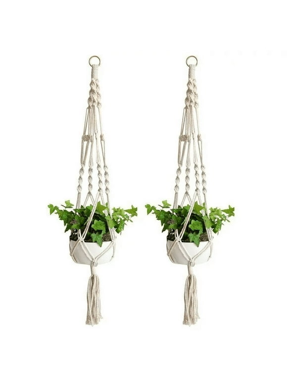 ZOUYUE 2 Pack Macrame Plant Hangers, Cotton Rope Woven for Inside Outside Plant Hanger Wall Hanging Planter Ceiling plants for Flower Pot, Hanging Plants Holder for Yard Garden Home Decoration, 41 cm