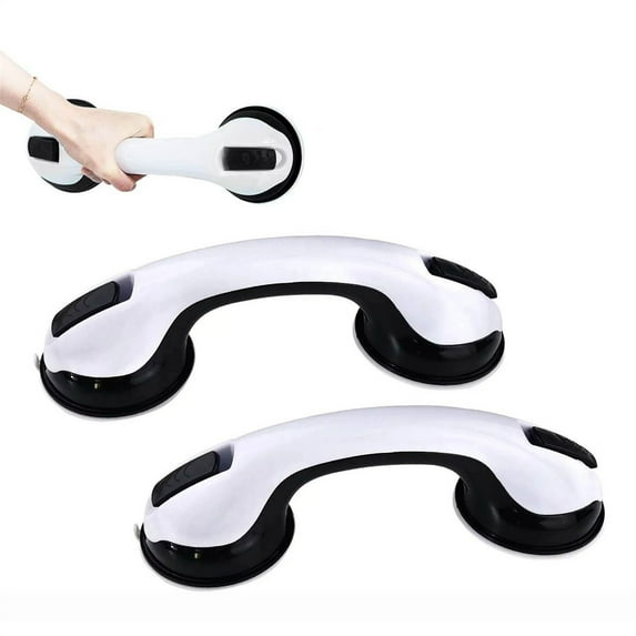 ZOUYUE 2 Pack Shower Handle Grab Bars for Bathroom,Strong Hold Suction Cup Handle, Safety Bars for Shower Chair Bench, Bathroom Grab Bar for Seniors, Elderly, Handicap ( 12 inch )