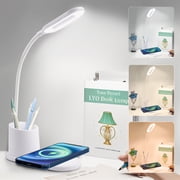 ZOUYUE 2 in 1 LED Desk Lamp 15” -Light Dimmable USB Power Touch Control White Desk Lamp