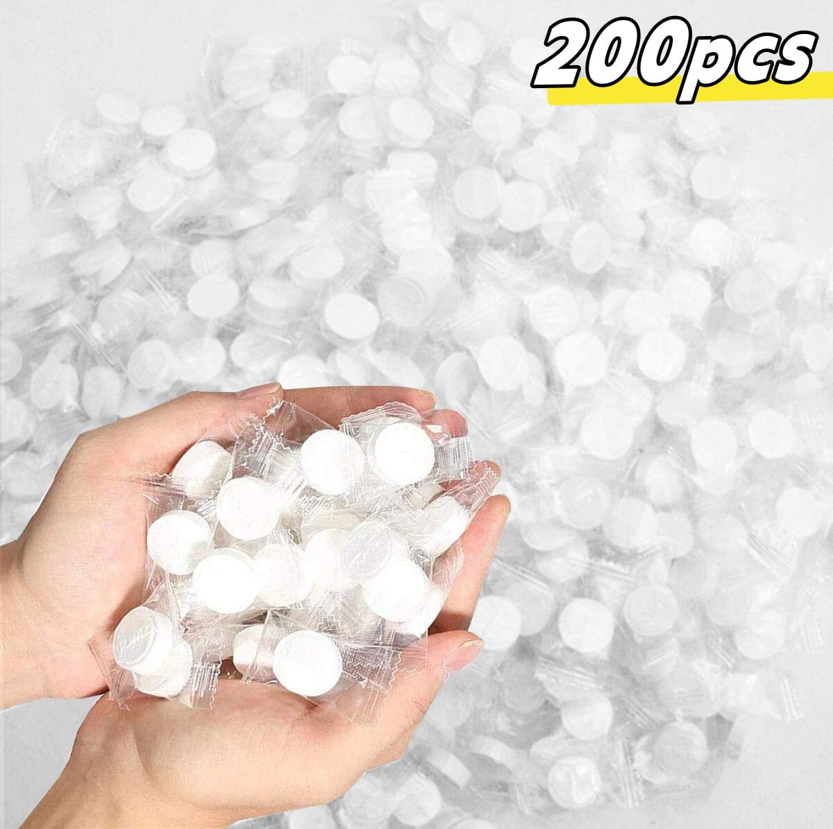 ZOUYUE 200 Pieces Compressed Towels Portable Disposable Mini Compressed Coin Tissue Toilet Paper Tablets for Travel, Camping, Hiking, Sport, Beauty Salon, Home Hand Wipes