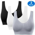SIMIYA 3 Pack Sports Bra for Women - Comfortable Sleep Bra Seamless Stretchy Workout Yoga Bra