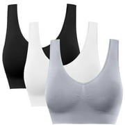 ZOUYUE 3 PackSports Bra for Women - Comfortable Sleep Bra Seamless Stretchy Workout Yoga Bra with Removable Pads