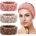 thumbnail image 1 of ZOUYUE 3 Pieces Spa Facial Headband for Makeup and Washing Face Terry Cloth Hairband Yoga Sports Shower Facial Elastic Head Band Wrap for Girls and Women (Pink, Gray, Dark Brown), 1 of 7