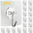 thumbnail image 1 of ZOUYUE 33lbs Adhesive Hooks for Hanging on Wall or Ceiling, Heavy Duty, Clear, Damage Free, Traceless, Stick on Hangers for Kitchen Bathroom, 30pcs, 1 of 8