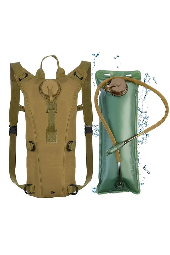 ZOUYUE 3L Water Bladder Bag Tactical Military Hiking Camping Hydration Backpack Outdoor, Brown