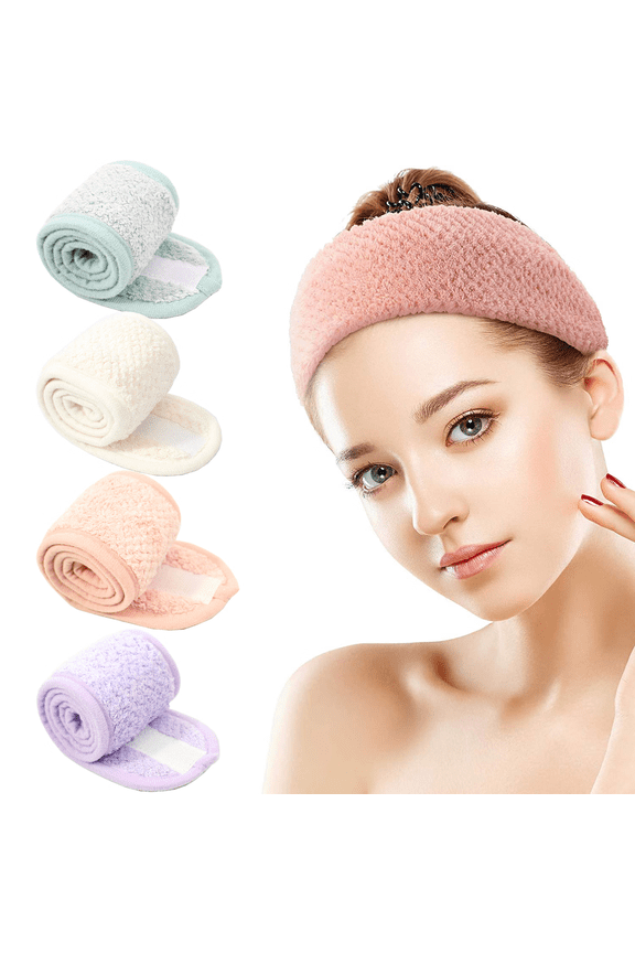 ZOUYUE 4 Pack Women Headbands SPA Head Wrap Non-slip Yoga Headbands Terry Cloth Hair Band for Bath, Makeup and Sports