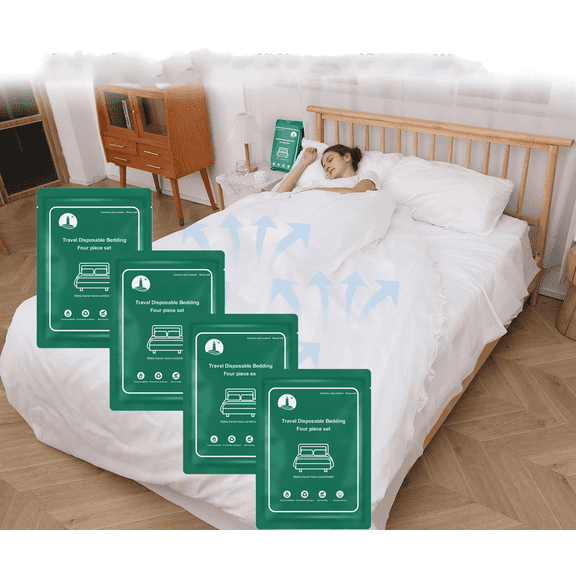 ZOUYUE 4 Pieces Solid Print Cotton Disposable Bed Sheets, Twin -Lightweight Compact and Portable
