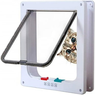 ZOUYUE 4 Way Lock Cat Door for Exterior Doors,Pet Door Flap for Window,Wall,Easy Install,Keeps Dogs Out of Cats Space,Food,and Litter Box(Medium,5.6inx6.1in Flap)