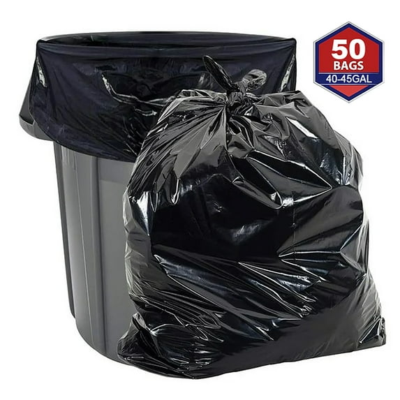ZOUYUE 40-45 Gallon Trash Bags, Heavy Duty Outdoor Garbage Bags (50 Count) for Commercial, Lawn, Leaf and Contractors
