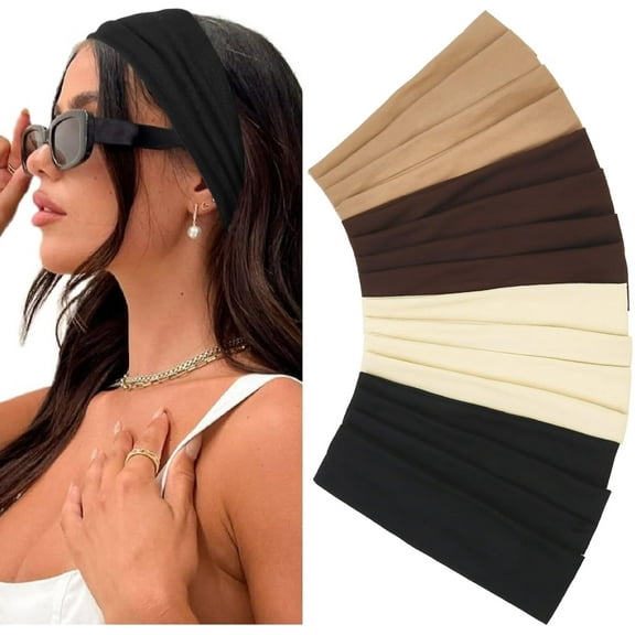 ZOUYUE 7 PCS Headbands for Women, Sweat Bands Headbands for Women, Soft Fabric Hair Bands for Thick Thin Hair, Thick Headbands for Girls, Cloth Sweat Bands for Yoga Casual Outfit