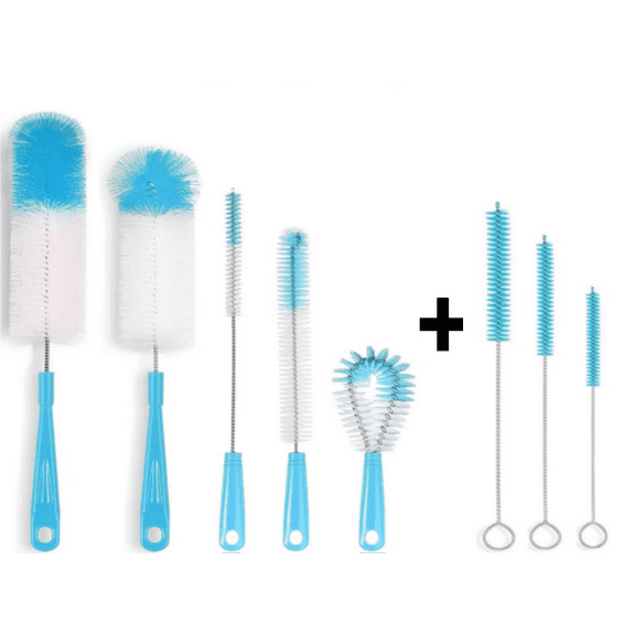 ZOUYUE 8 Pcs Bottle Cleaning Brush Set Long Handle Black Bottle Cleaner Sturdy Food Grade for Cleaning Baby Bottles Sports Water Bottles Flask