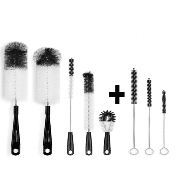 ZOUYUE 8 Pcs Bottle Cleaning Brush Set Long Handle Black Bottle Cleaner Sturdy Food Grade for Cleaning Baby Bottles Sports Water Bottles Flask