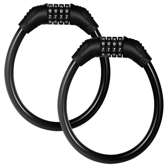 ZOUYUE Bike Lock Cable 2 Pcs Heavy Duty Anti Theft Black Resettable Combination Portable Code Lock Security Cable for Bicycle(Black)