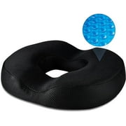 ZOUYUE Black Donut Pillow for Tailbone Pain Cool Gel Memory Foam Donut Seat Cushion Doughnut Pillow