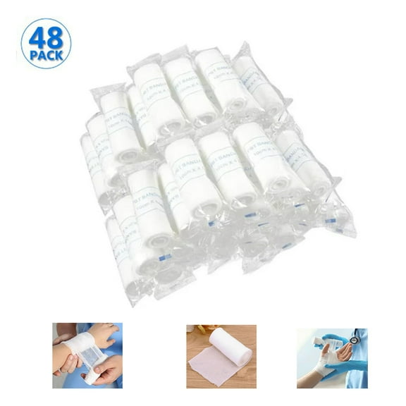 ZOUYUE Conforming Stretch Gauze Bandages 48 Rolls 4' x 2.6 Yards, Wound Care Rolled Dressing Wrap, Medical Non-Adherent Mesh Bandages
