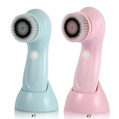 ZOUYUE Electric Face Beauty Device Portable USB Rechargeable Facial Cleansing Brush Face Wash Soft Cleaner Tools Rotating Face Brush for Deep Cleansing,Gentle Exfoliating and Massaging (Pink/Blue)
