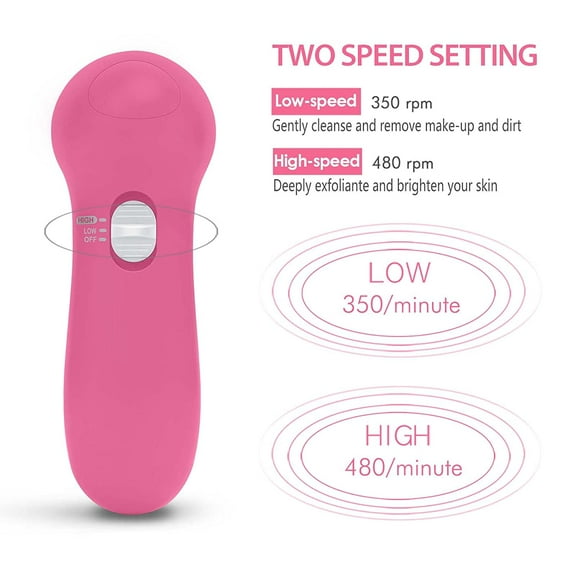 ZOUYUE Electric Facial Cleansing Brush Set Face Scrubber with 5 Brush Heads for Deep Scrubbing Gentle Exfoliating and Massaging