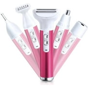 ZOUYUE Electric razors for Women,Wet & Dry Cordless Rechargeable IPX5 Waterproof Bikini Trimmer for Women Pubic Hair,5 in 1 Portable Shaver Set for Legs Underarms Eyebrow Face Nose and Bikini Area
