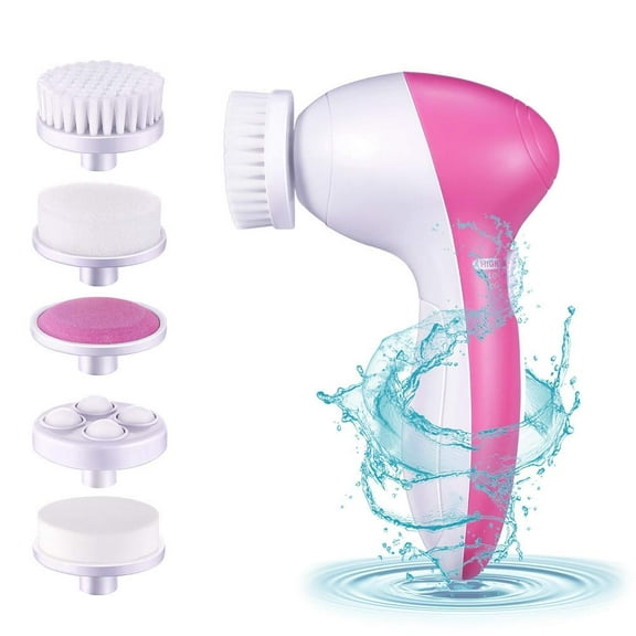 ZOUYUE Facial Cleansing Brush,Waterproof Face Spin Brush with 5 Exfoliating Brush Heads for Gentle Exfoliation and Deep Scrubbing,Removing Blackhead,Massaging