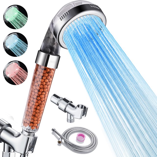 ZOUYUE Handheld LED Shower Head with Filter, High Pressure, Water