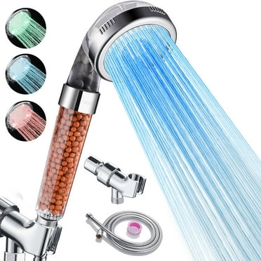 ZOUYUE Filtered LED Shower Head with Handheld, Color Changing, High Pressure Shower Head with Filter, Water Saving Spray Handheld Showerheads with Hose and Base for Dry Skin & Hair