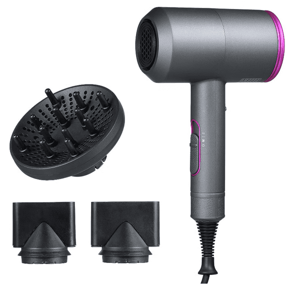 ZOUYUE Hair Dryer with Diffuser, 1800W Ionic Blow Dryer, Professional Portable Hair Dryers & Accessories for Women Curly Hair, Grey