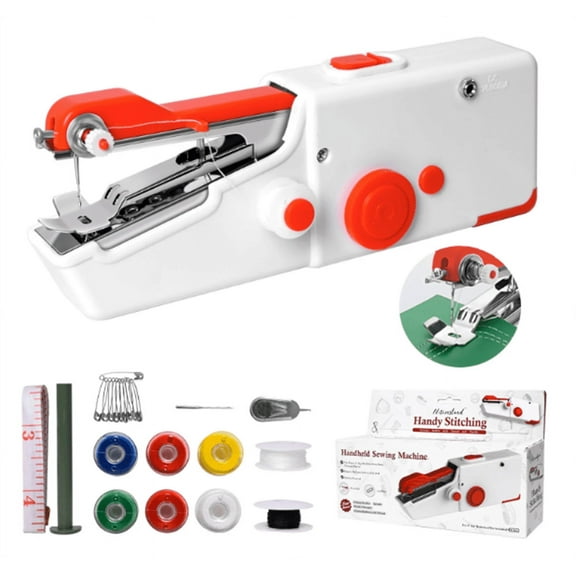 ZOUYUE Handheld Sewing Machine, Quick Sewing Portable Sewing Machine, Mini Handheld Sewing Machine, Portable Sewing Machine Suitable for Home - White