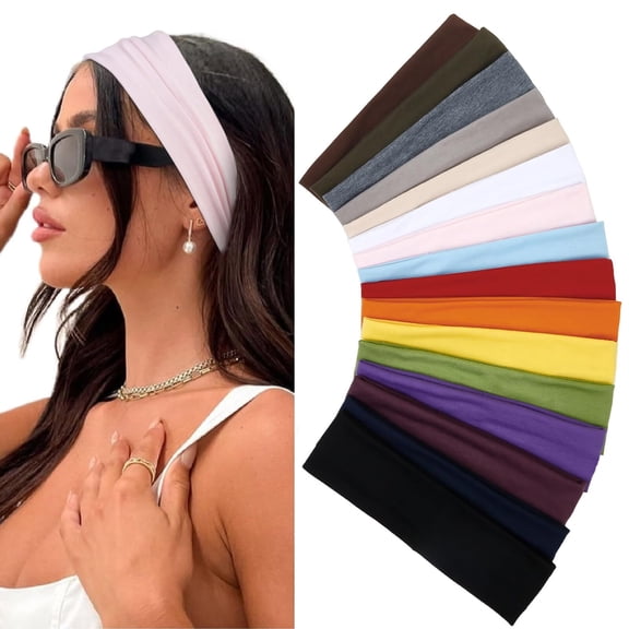 ZOUYUE Headbands for Women 16 Pack Elastic Hair Bands for Women' Hair Non Slip Soft Cloth Fabric Sweat Headbands Yoga Running Sport Hair Accessories, Black White Gray Women Headbands